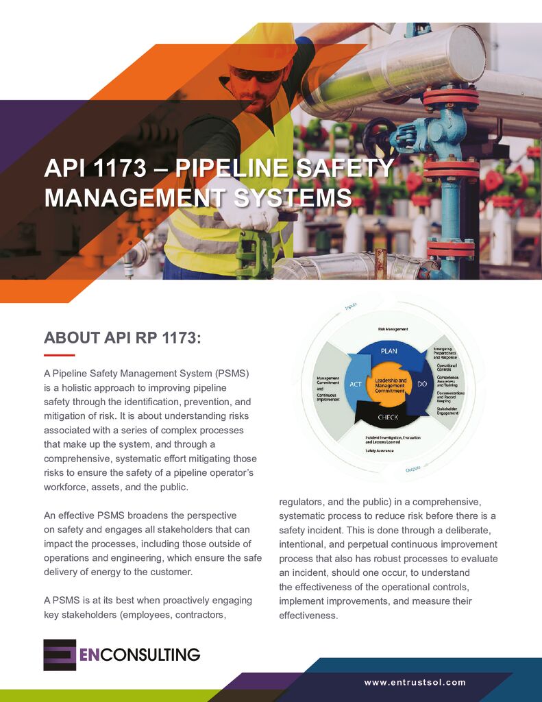 API 1173 Pipeline Safety Management Systems