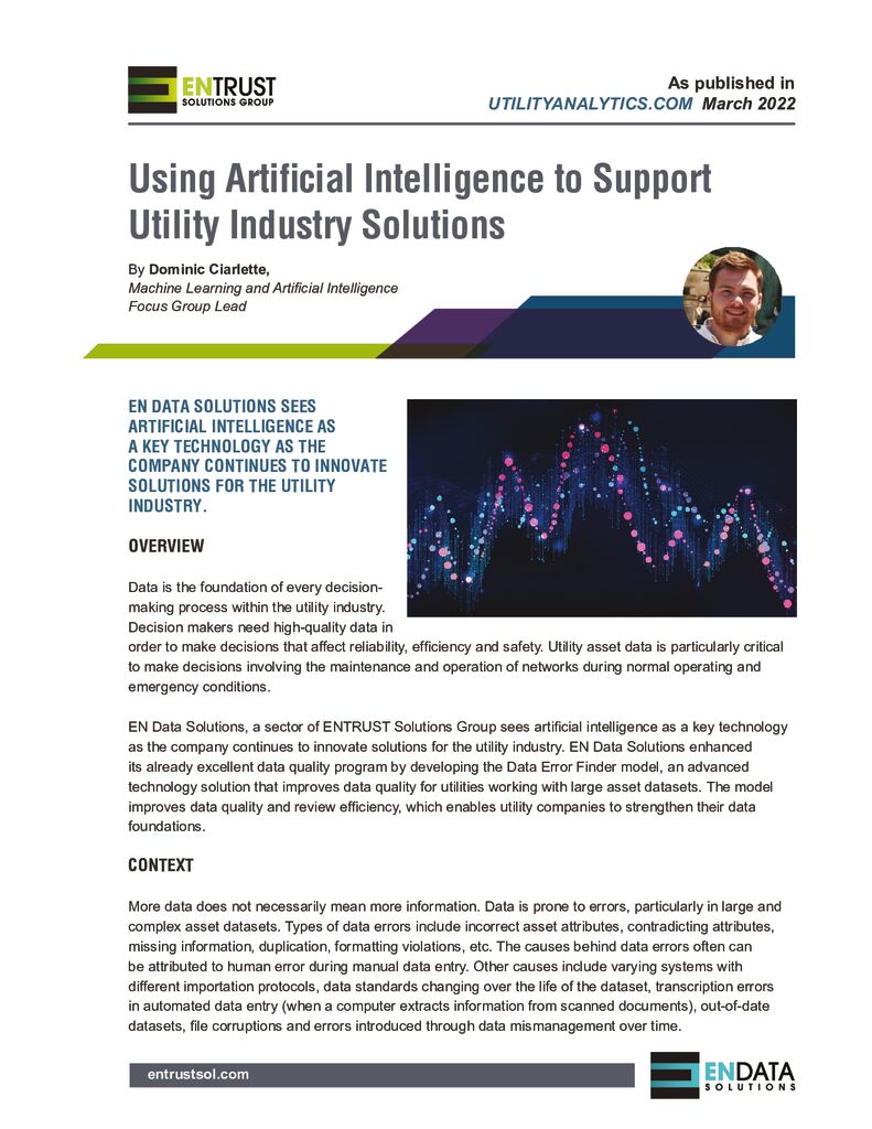Using Artificial Intelligence to Support Utility Industry Solutions