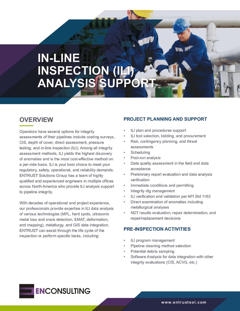 IN-LINE INSPECTION (ILI) ANALYSIS SUPPORT