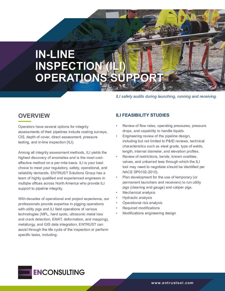 IN-LINE INSPECTION (ILI) OPERATIONS SUPPORT