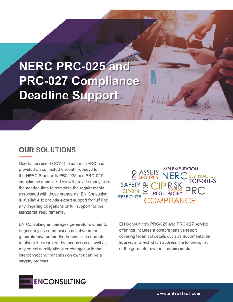 NERC PRC-025 and PRC-027 Compliance Deadline Support
