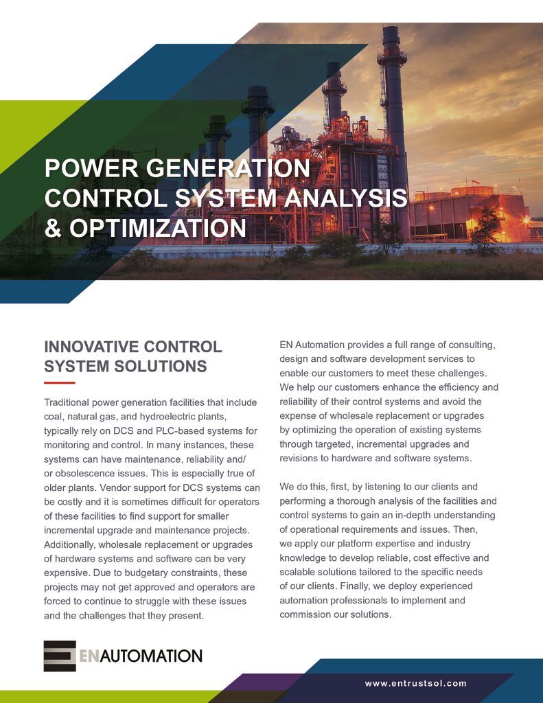 Power Generation Control System Analysis and Optimization