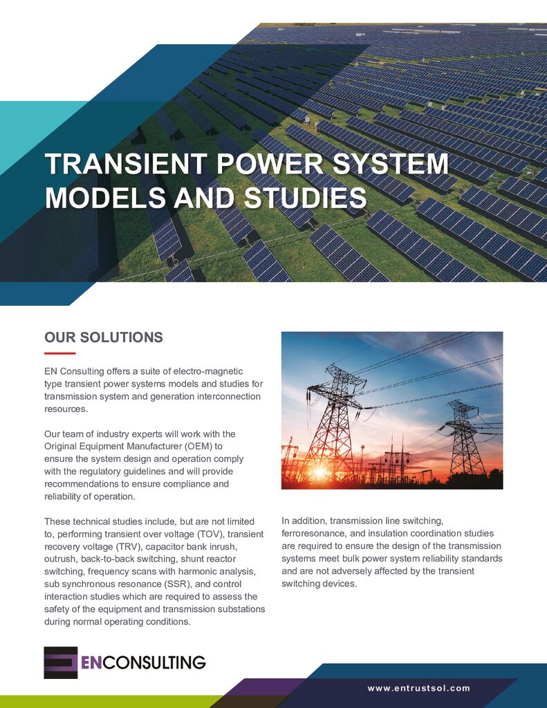 Transient Power System Models and Studies